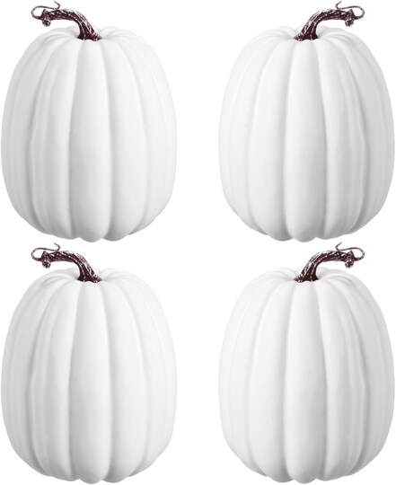 4 Pcs Carvable Halloween Thanksgiving Fall Large White Foam Pumpkins